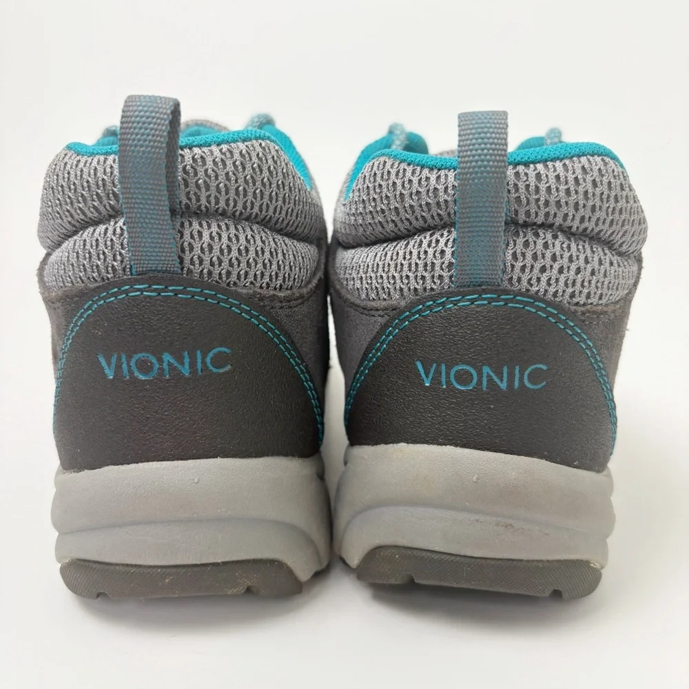 Vionic Cypress Hiking Boots Lace Up Gray Blue Sturdy